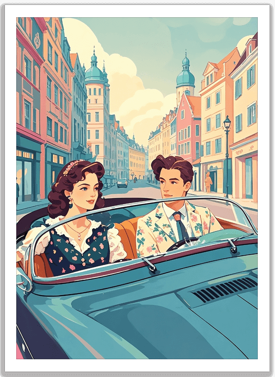 オープンカーの二人