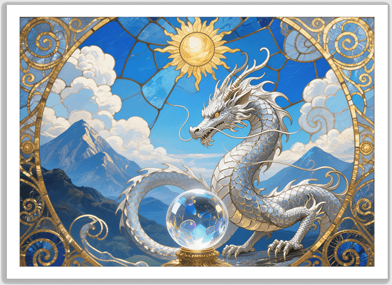 白龍と水晶玉の風水絵