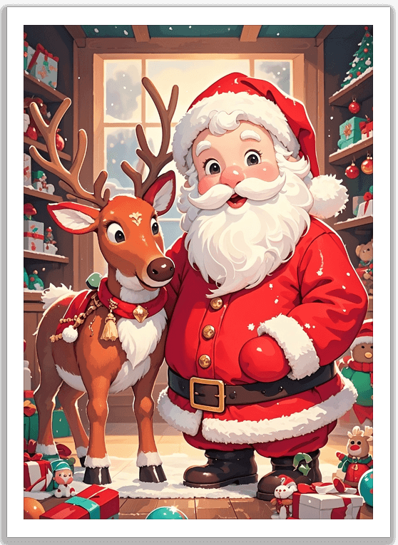 暖かな工房のサンタと相棒