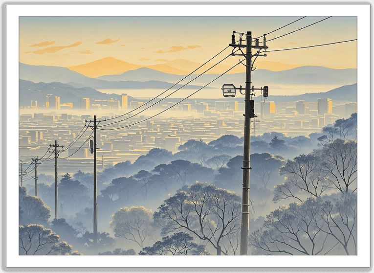 霧の山からの遠近感