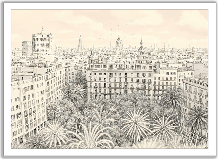 クラシックな線描の都市