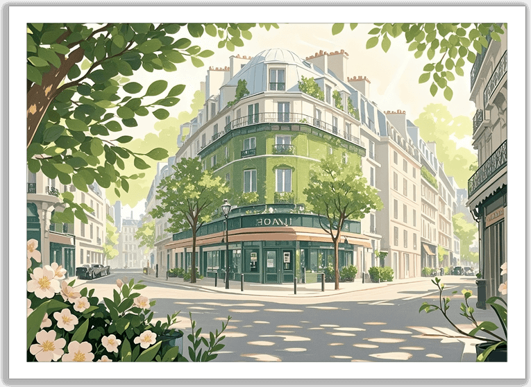 緑豊かなパリの街角