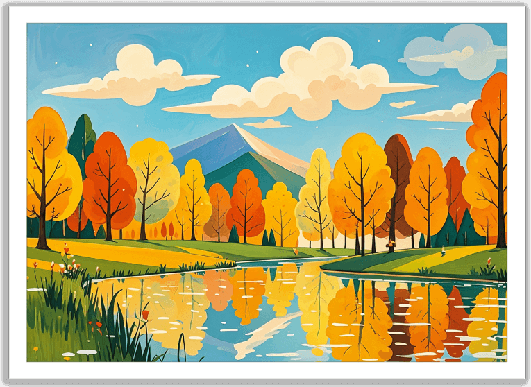 水面に映る秋光景