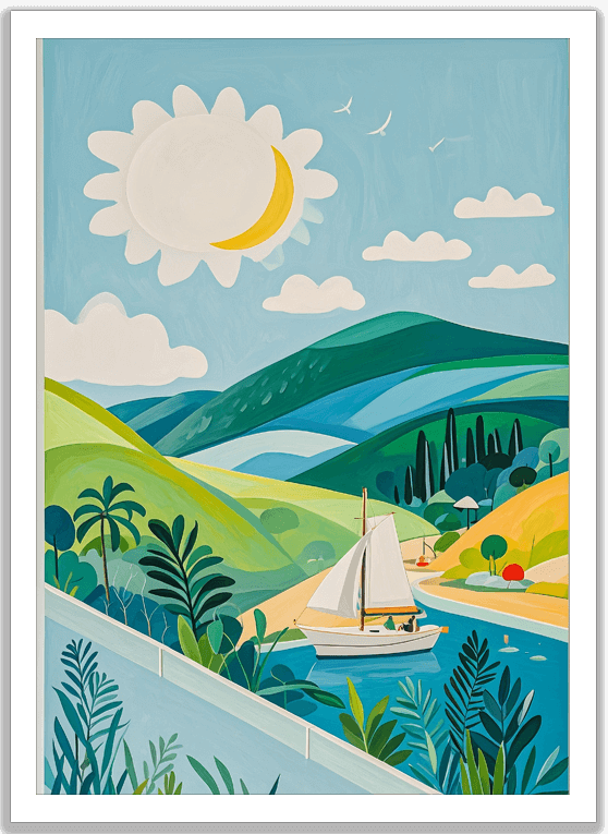 陽光そそぐ夏の丘