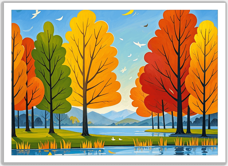 湖畔に揺れる秋彩